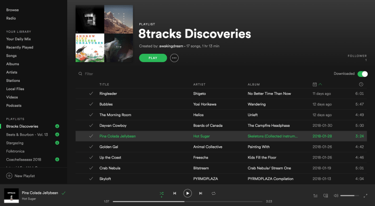 8tracks Discoveries on Spotify